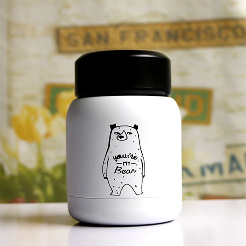 Милый Забавный медведь, термос из нержавеющей стали, кружка для кормления ребенка, чашки для молока, грелка, мультяшный медведь, Вакуумная чашка для ребенка - Цвет: 2