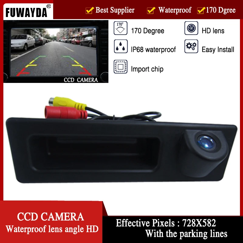 

FUWAYDA LED Night Vision 170'' Wide view Angle waterproof Handle CCD Car RearView Reverse Camera for BMW F10 F11 F25 F30 BMW 5