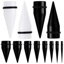 2 шт./партия, акриловые серьги и тоннели, конус для ушей, черные и белые Плаги для ушей, серьги-гвоздики, пирсинга хрящей ювелирные изделия для тела