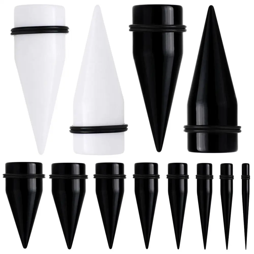 

2pcs/lot Acrylic Ear Plug and Tunnel Ear Taper Black&White Ear Expander Strecher Ear Stud Gauge Piercing Cartilage Body Jewelry