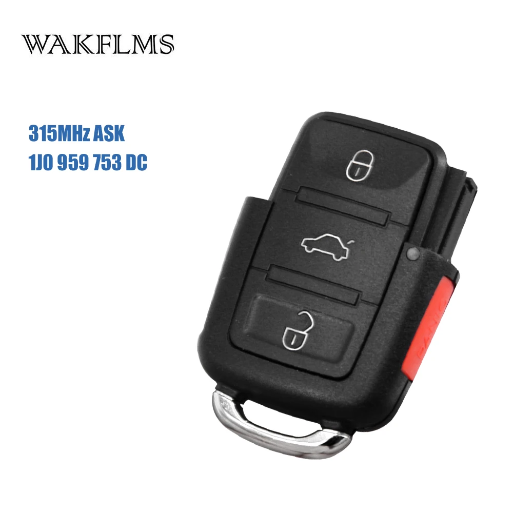 

4 btns 315Mhz Remote for Car key For VOLKSWAGAN Golf Passat Jetta CC Rabbit 1J0959753DC 1J0959753AM 1J0959753T 1K0959753P