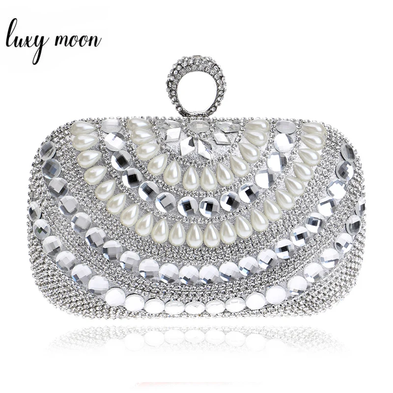 Finger Rings Clutch Bags Luxury Diamond Evening Bag Gold Silver Women