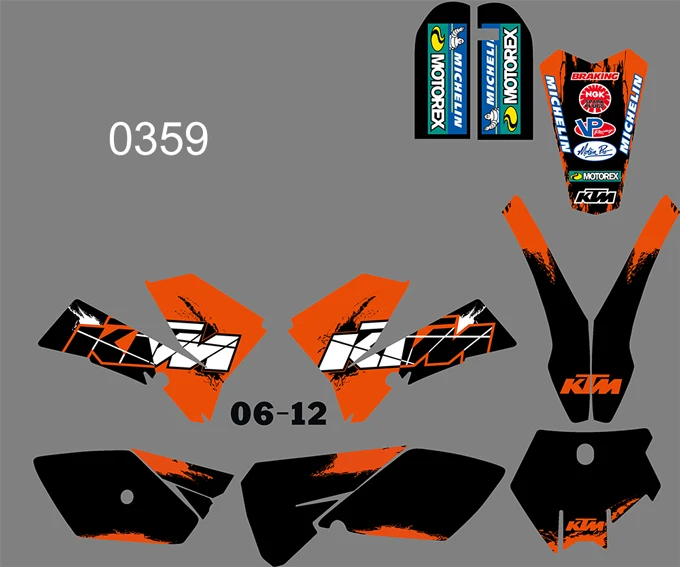 3M 6 видов стилей команда графика фоны наклейки для KTM SX 85 2006 2007 2008 2009 2010 2011 2012 - Цвет: 0359