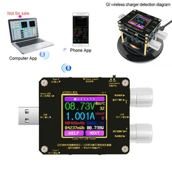 

QI Wireless quick charge detector Bluetooth android PC app USB Color tester Current Voltage Load meter indicator DC voltmeter
