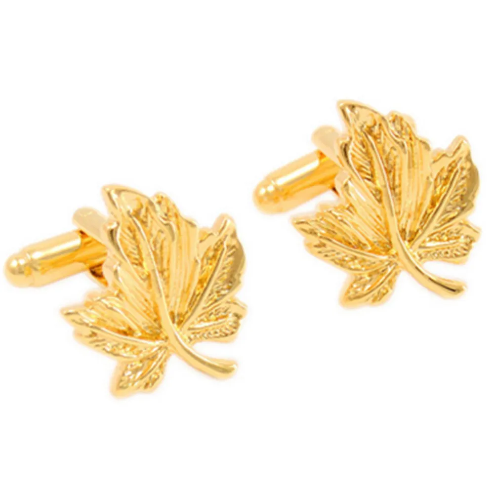 

Fashion Luxury shirt Golden maple leaves cufflink for mens Brand cuff buttons cuff links High Quality abotoaduras Jewelry