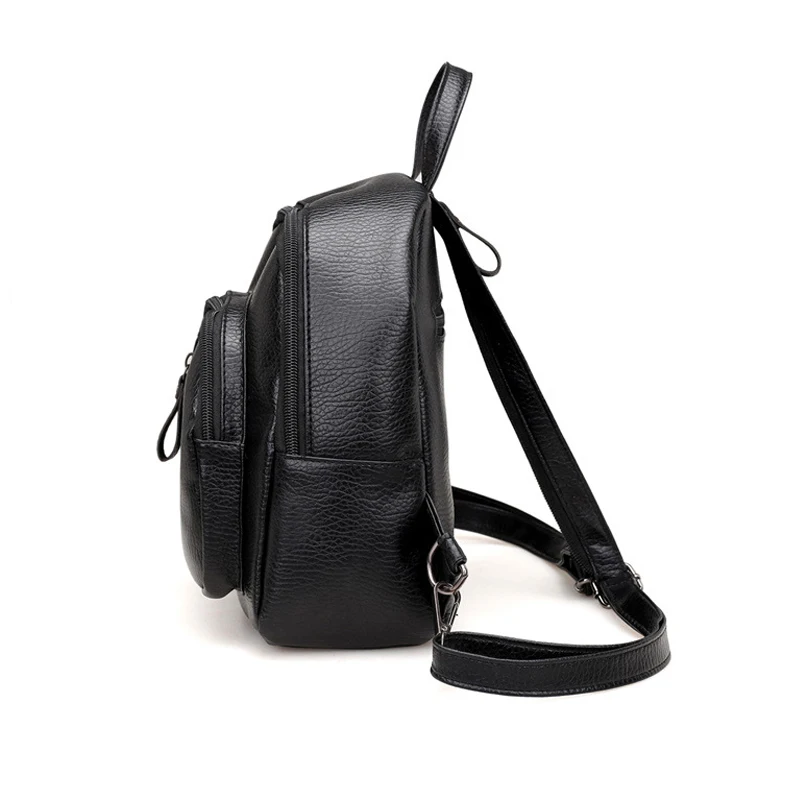 Женский рюкзак mochila mujer, кожаный маленький рюкзак, подростковые черные рюкзаки, Многофункциональный школьный рюкзак, повседневный рюкзак