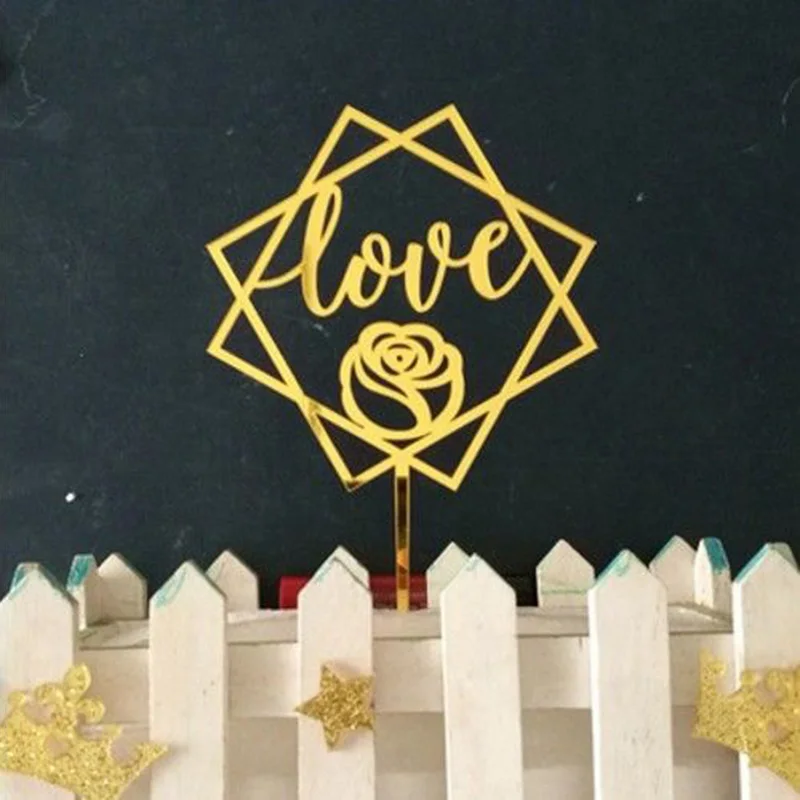 

HOT Love Happy Birthday Acrylic Cake Topper Flag Card Home Party Decoration Supplies TI99
