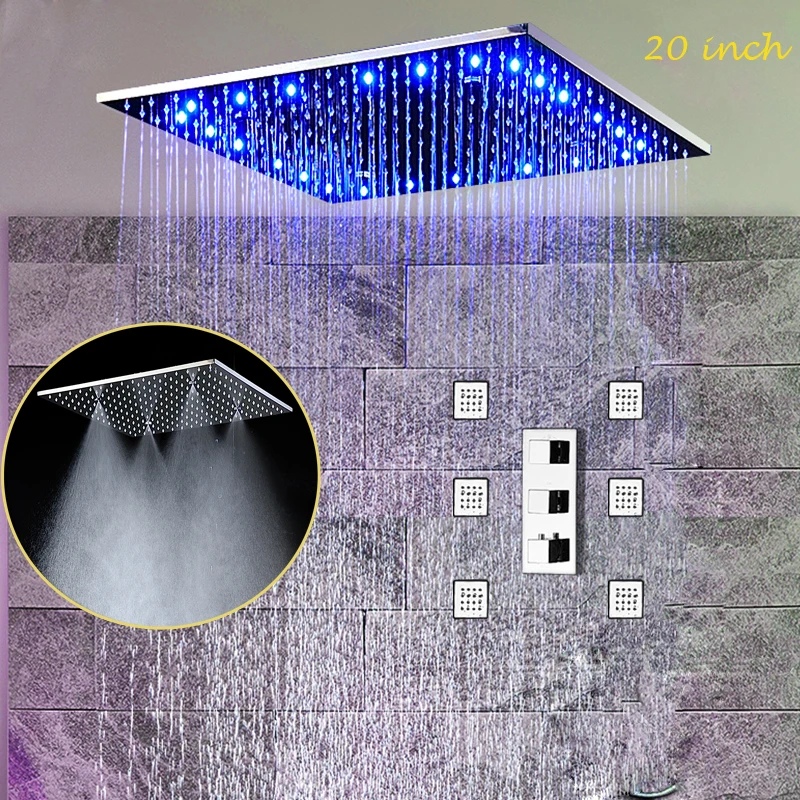 2018 European Ceiling LED Shower Multi function Rain And Mist Shower