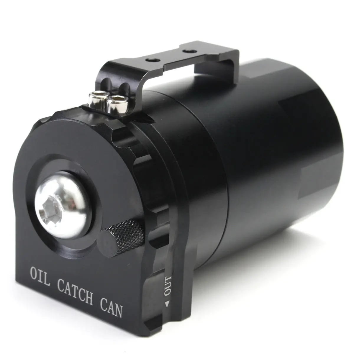 JX-LCLYL Aluminum Cylinder Engine Oil Catch Can Tank Reservoir Breather Filter Black