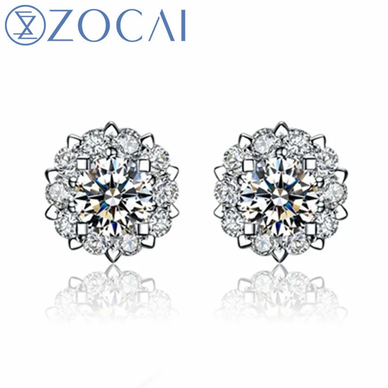 

ZOCAI BRAND DROWN IN LOVE 0.7 CARAT EFFECT" 0.24 CT CERTIFIED 18K WHITE GOLD DIAMOND EARRINGS E00756