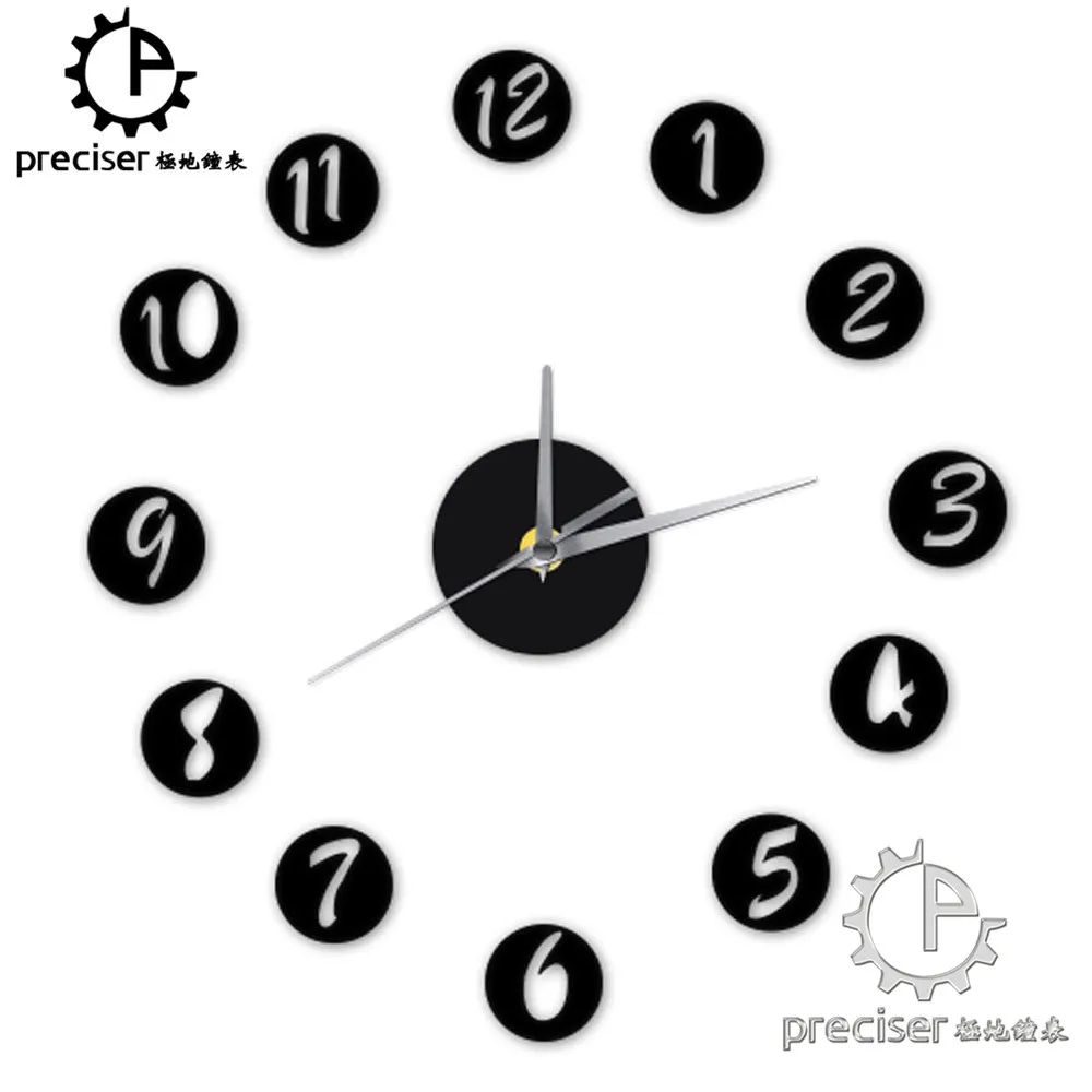 Runden zahlen digitale selbst adhensive wanduhr 3d moderne quarzuhr dekorative wanduhr küche decor wall sticker