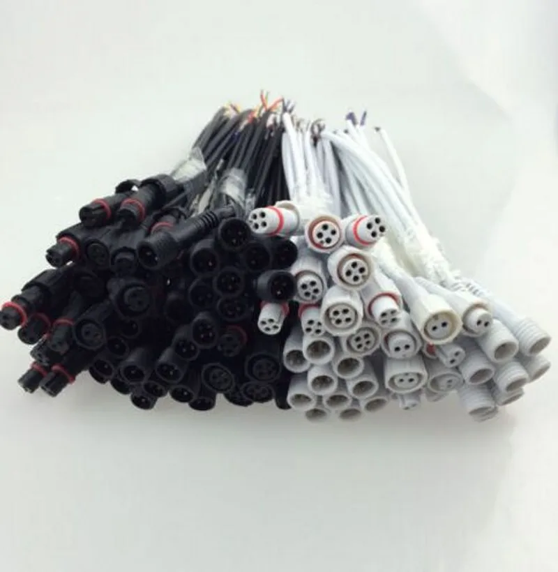 

Waterproof connector 2 3 4 pin jack black/White/Clear, led connector accessories, 0.3(mm2) wire , 50 pairs/lot Free Shipping