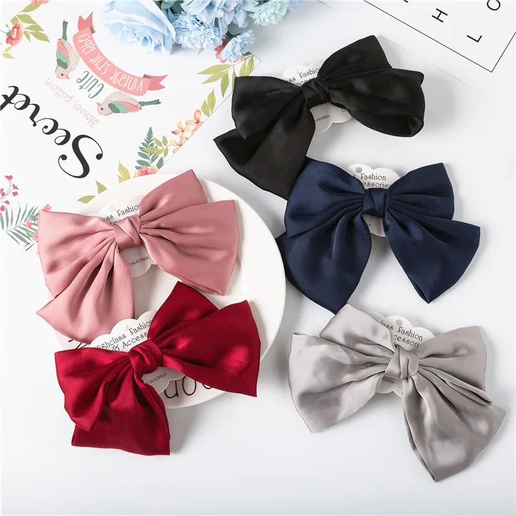

Korean Hair Accessories Chiffon Flower Printed Hair Bows Satin Solid Color Hair Clips for Lady Girls Barrettes Hairpins Headwear