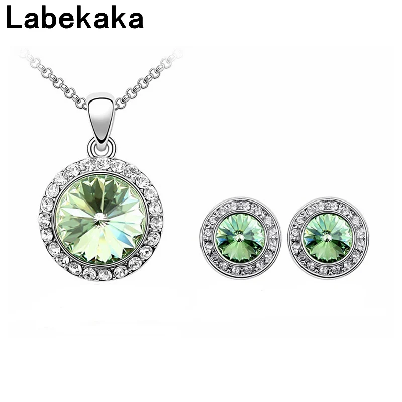 

Labekaka Round Crystal from Swarovski Fashion Jewelry Sets Necklace Earrings For Women Wedding Anniversary Party Birthday Gift