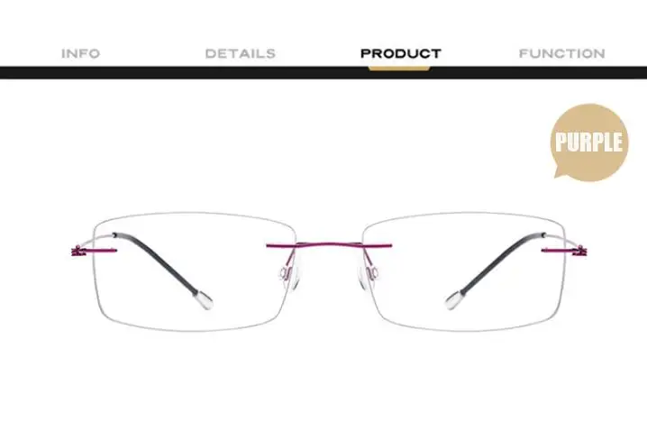 Безободковая оправа сверхлегкий титановый чтения Для мужчин Для женщин Fit оптические очки по назначению объектив компьютерные очки - Frame Color: Purple