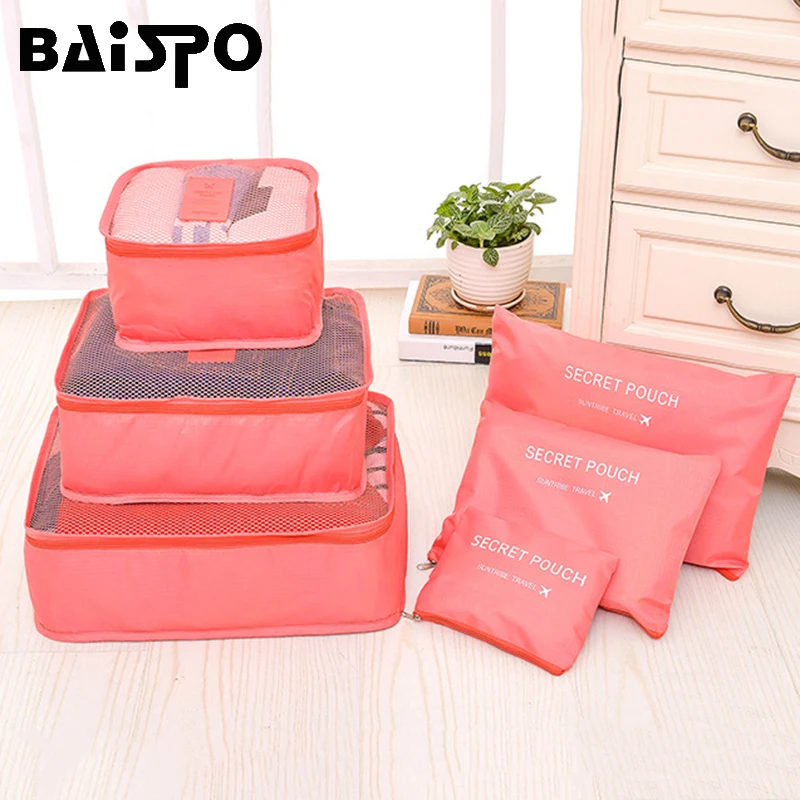 

BAISPO 6pcs Travel Portable Shoe Storage Bag Wardrobe Luggage Organizer Zip Packs Waterproof Cosmetics Categories Organizer Bag