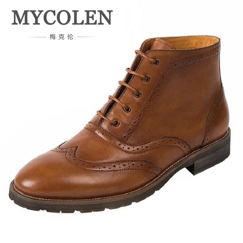 

MYCOLEN High Quality Men Boots Winter Casual Shoes Leather Fashion Boots Motorcycle Boot Comfortable Men Shoes Askeri Bot