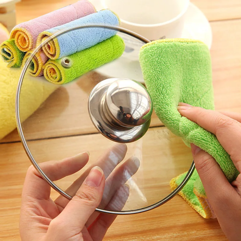 Household Kitchen Towels Super Absorbent Microfiber Table Double-sided Dish Cloth Cleaning Towel Kichen Tools | Дом и сад