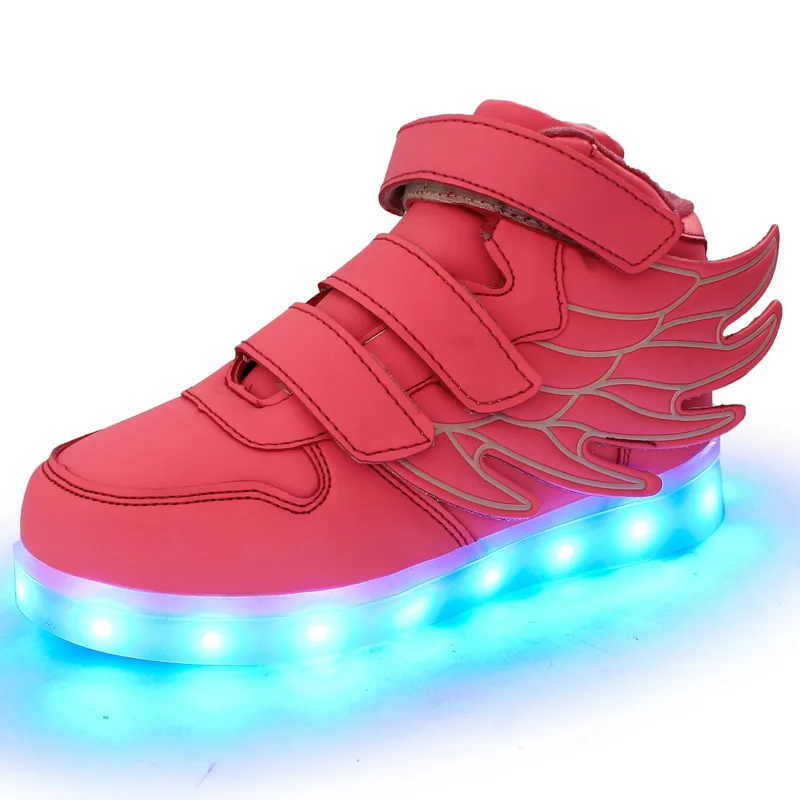 Размеры 25-37, Детские светящиеся кроссовки, детские светящиеся кроссовки для мальчиков и девочек, светодиодные кроссовки со светящейся подошвой, светящаяся обувь - Цвет: backlight Pink