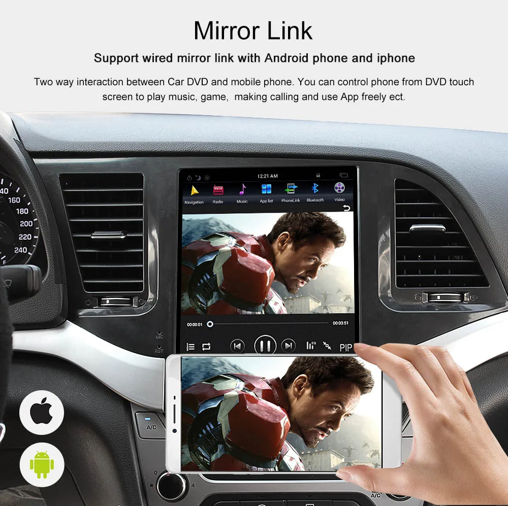 Best Tesla Style 10.4" IPS Screen Android 7.1 for Hyundai Elantra 2016 2017 2018 GPS Navigation DVD Player 1024*600 Multimedia Unit 10