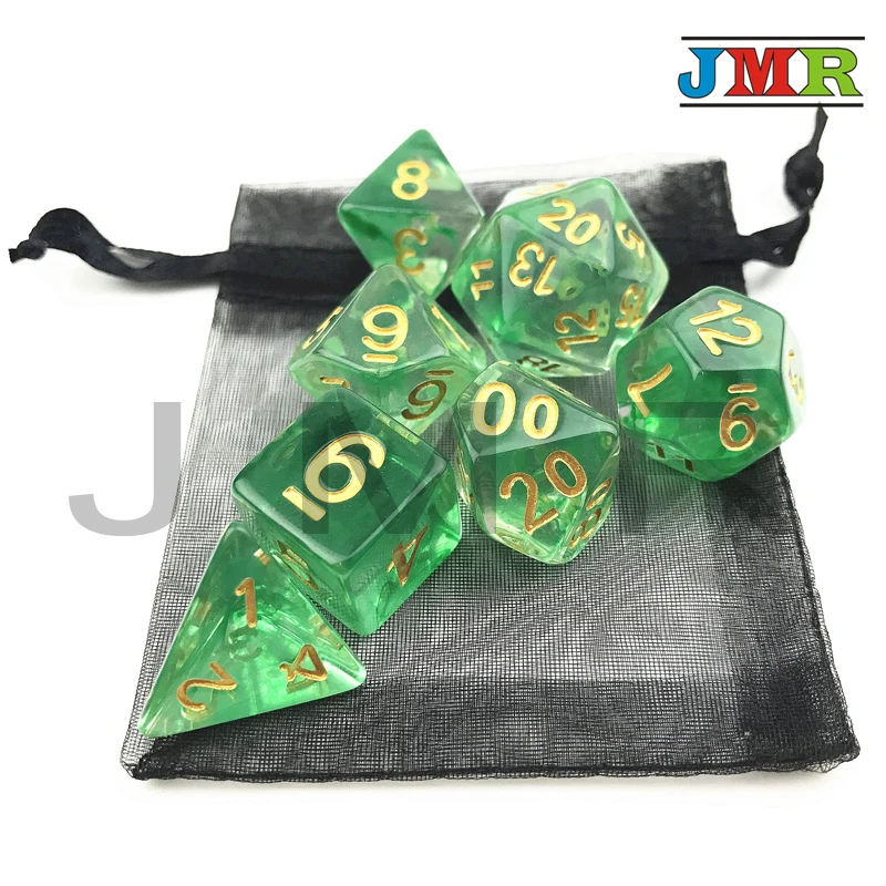 Nebular Juegos دي ميسا دادوس مع التنين و الزنزانات ألعاب الأخضر مجموعة نرد من D4-D20 للترفيه مجلس لعبة