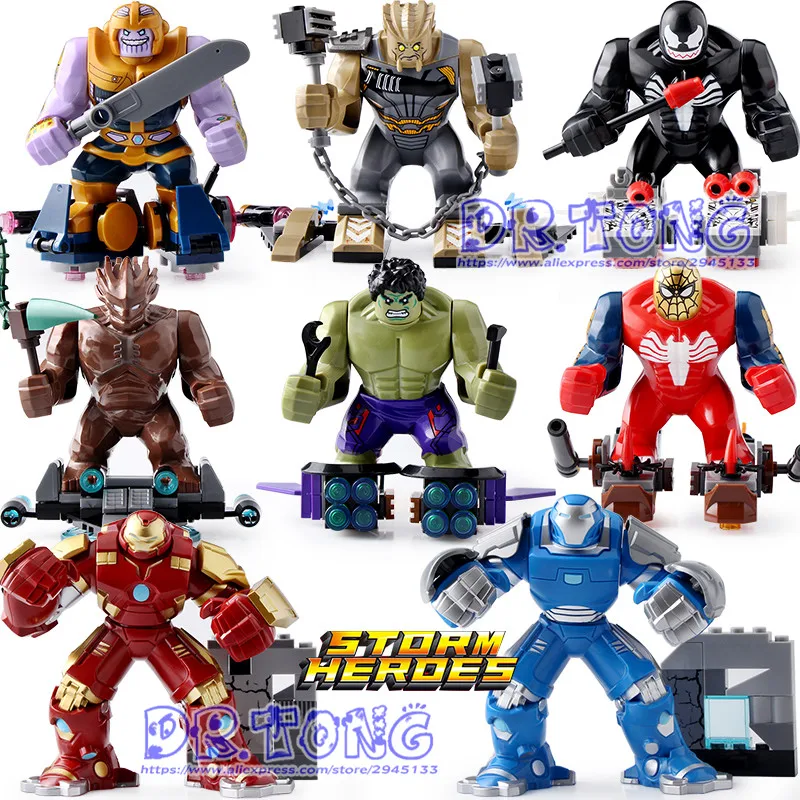

80pcs/lot Avengers 4 Endgame IronMan Hulk Buster WarMachine Thanos 7cm Big Size Action Figures Building Blocks Toys Gifts Sy1184