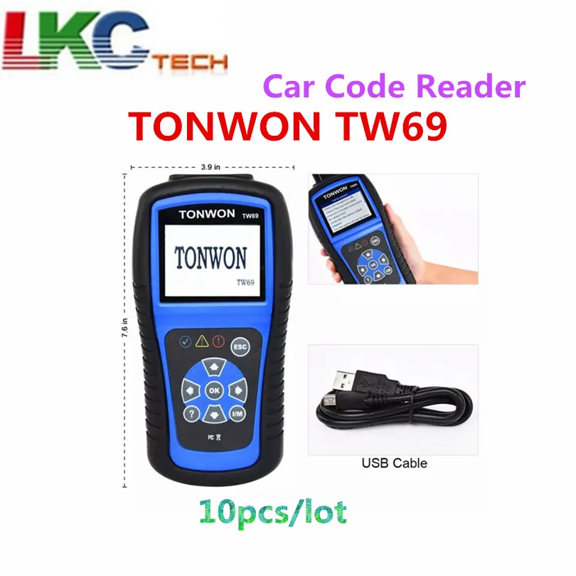 10 шт./лот OBD2 автомобиль код читателя TONWON TW69 OBDII автоматический диагностический инструмент для проверки двигателя автомобиля же Функция с AL519