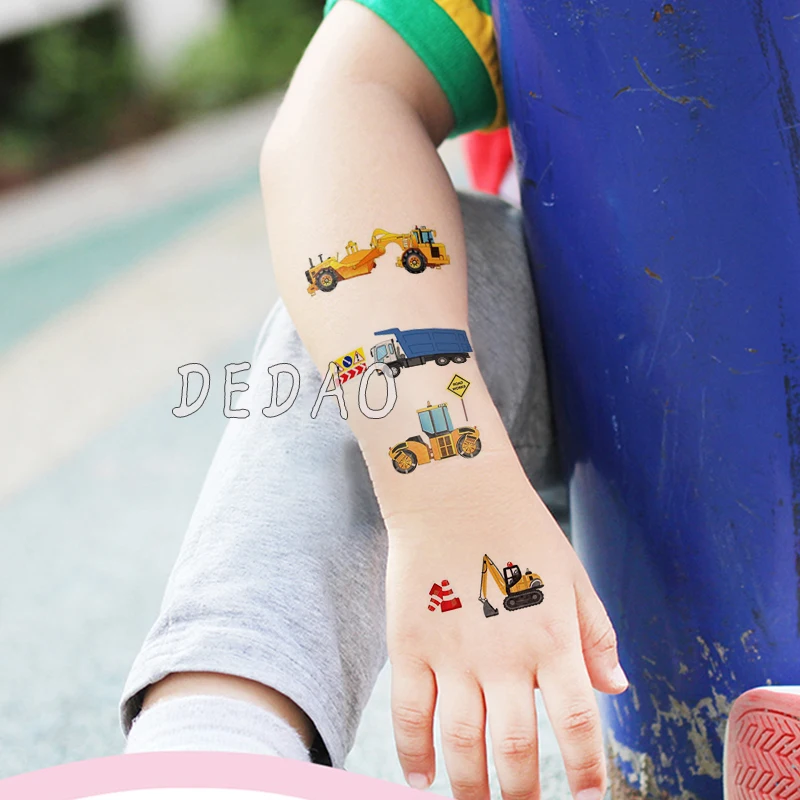 

Kids Temporary Tatoo Fake Tattoo Sticker Cartoon Car Excavator Tattoos Stickers Tatouage Hand Foot Tatto For Children Boy