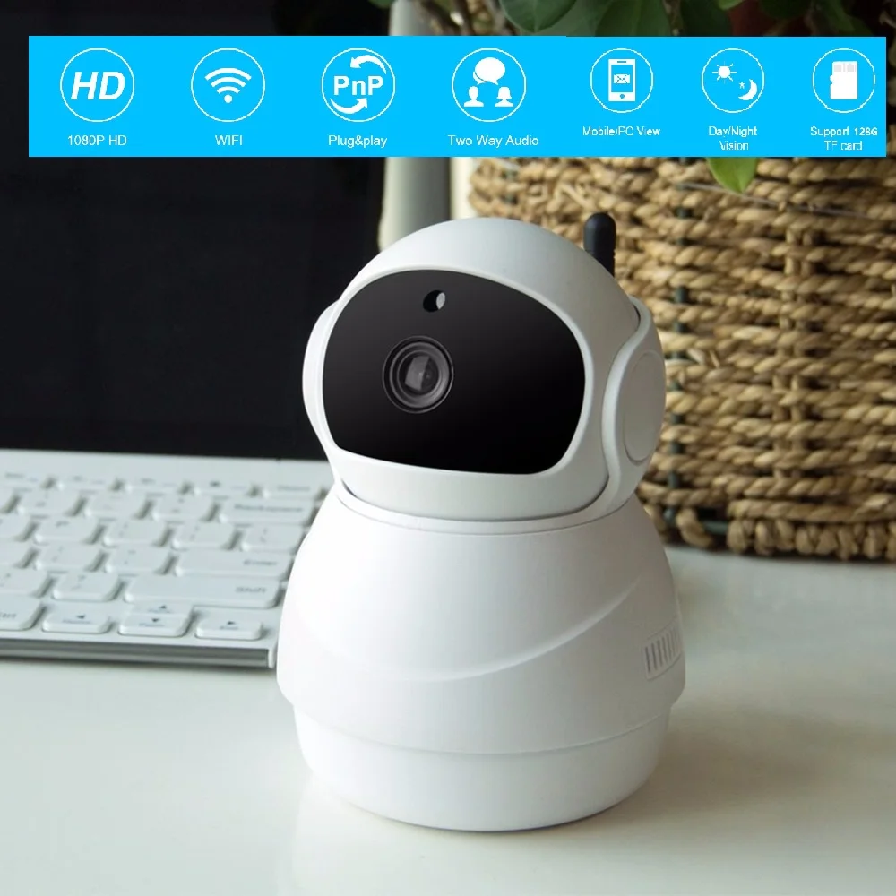 

Wireless Security Monitor Digital Camera 2 Million Pixel HD IP Camera Snowman Shape 360VR Panoramic Shake Head Machine up to128G