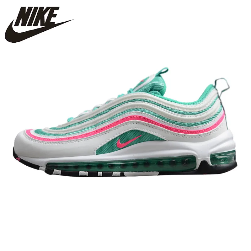 

Nike Air Max 97 GS Men's and Women's Running Shoes, Green, Shock Absorption Breathable Lightweight Wear-resistant 921522 101