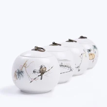 Китайская живопись Защита окружающей среды керамические чайные палочки, герметичные сахар, кофе бобы еда чай caddy хранения бутылочки и баночки