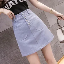 Летние модные черные синие юбки джинсовые женские с высокой талией женские юбки