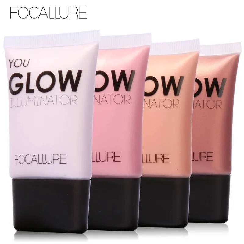 FOCALLURE Glow Liquid Illuminatore Face Body Highlighter Cream for Shimmer Skin Perfector Primer