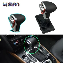 New Black Leather Chrome Gear Shift Knob AT Gaiter For Audi A3 A4 A5 A6 C6 Q7 4G1713139 4G1 713 139 4GD 713 139 4GD713139
