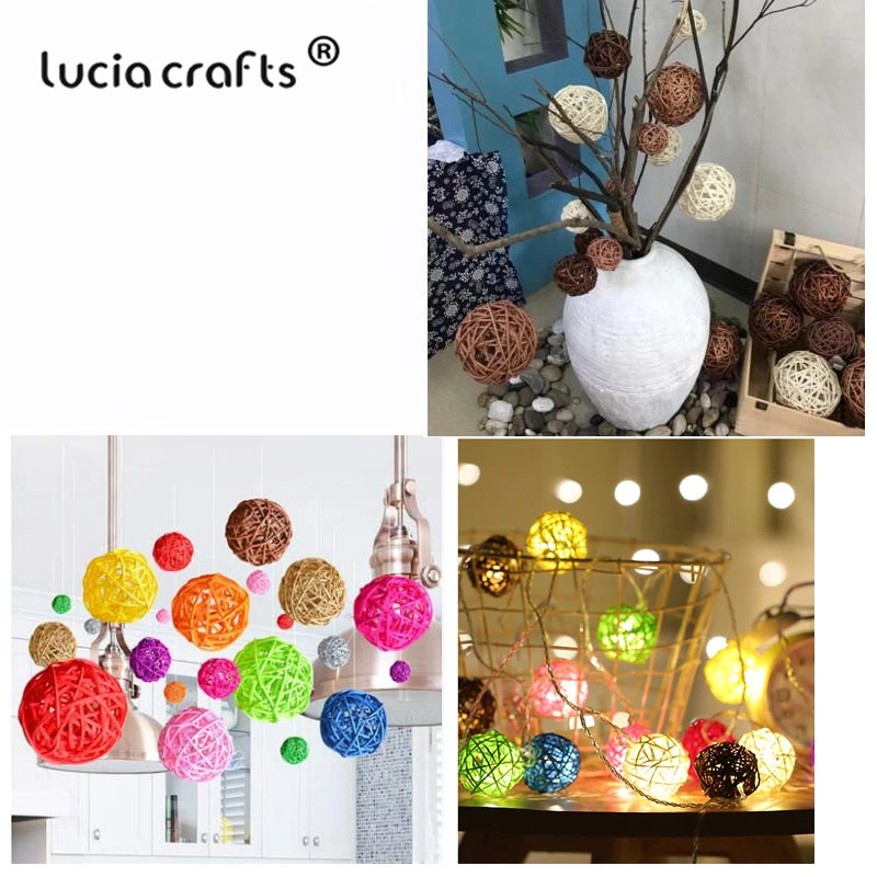 Lucia crafts 3 см/5 см/9 см/10 см/12 см случайный свадебный декоративный шар из ротанга, Рождественский Декор, украшение для дома, украшение для дома M0802