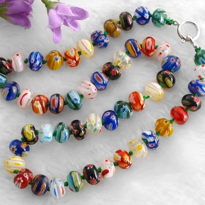 

3PCS/Lot Millefiori Glass Lampwork Murano Beads Necklace 10x7mm HOT