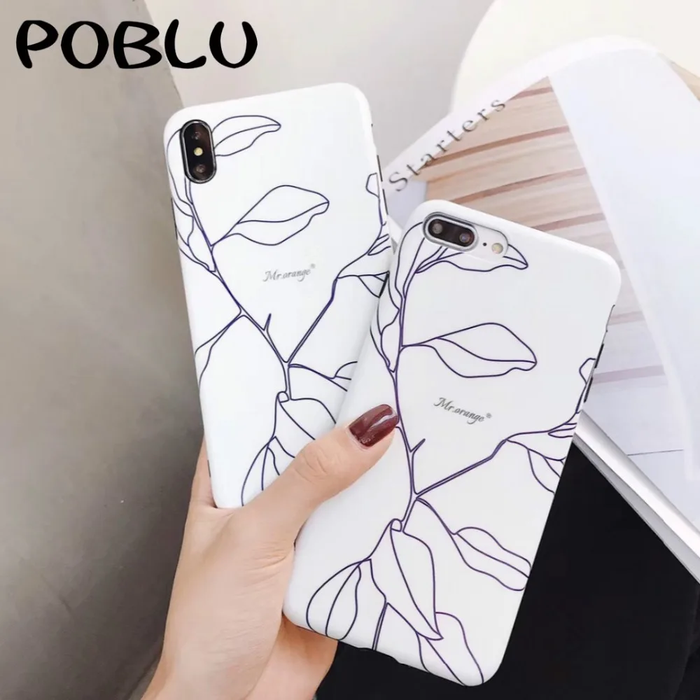 POBLU модный простой геометрический чехол с листьями для iphone XR XS Max IMD TPU мягкий