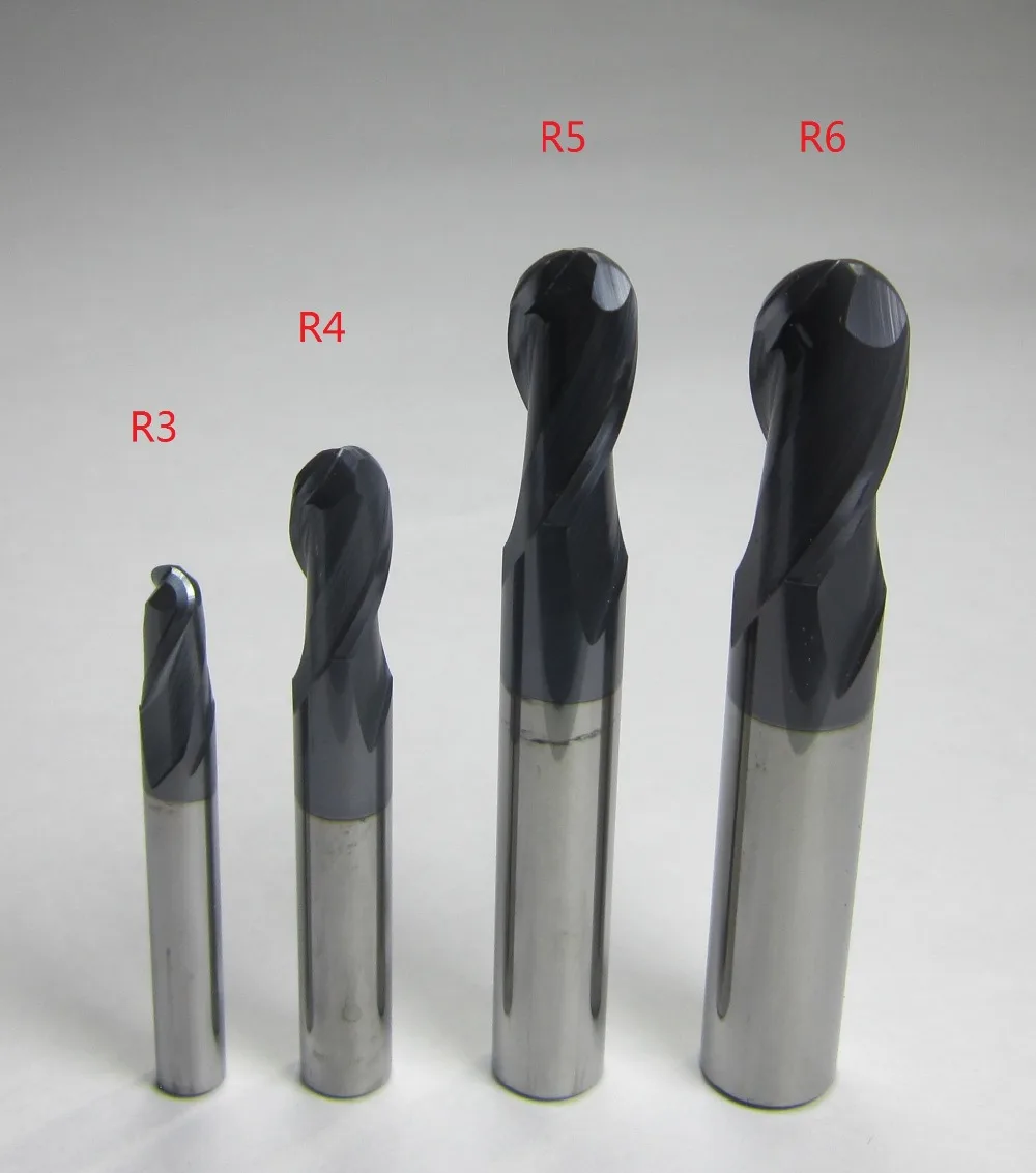 4PCS carbide Ball Nose End Mills set CNC machine milling cutter bits