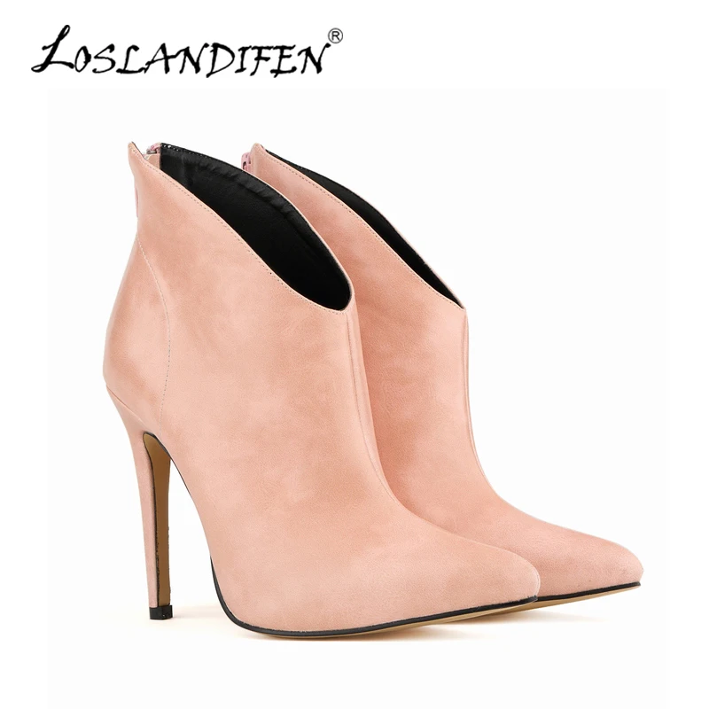 

New Brand Fashion Women Ankle Boots High Heels PU Leather Boots Female Winter High-heeled Shoes 769-1YP