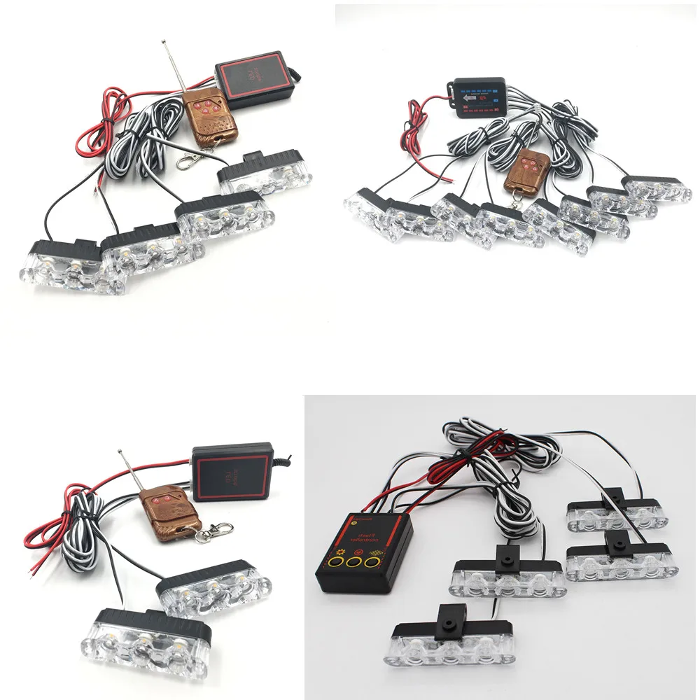 Wireless Remote 8x3LED Ambulance Police light DC 12V Strobe Warning