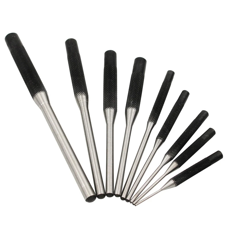 

9Pcs Steel Multi Size Round Head Pins Punch Set Grip Roll Pins Punch Tool Kit Professional Hollow End Starter Punch Chisel