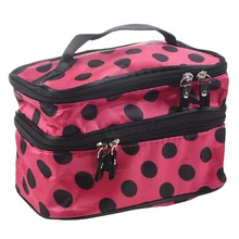 Чехол для макияжа с узором горох на 2 молнии