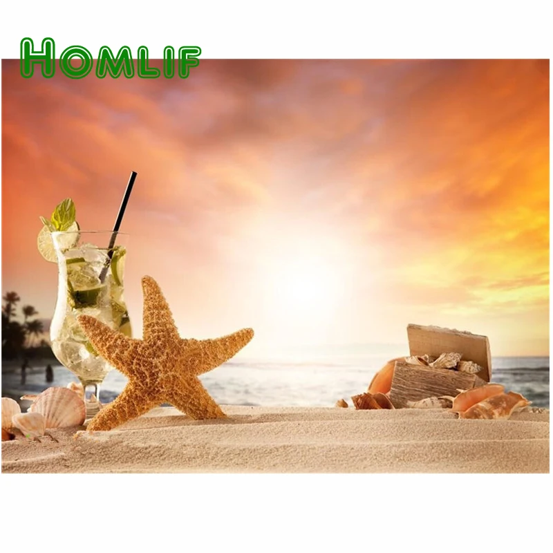Craft 5D Diamond Painting Cross Stitch Resin Mosaic Starfish drink sea Whole Picture Embroidery Needlework | Дом и сад