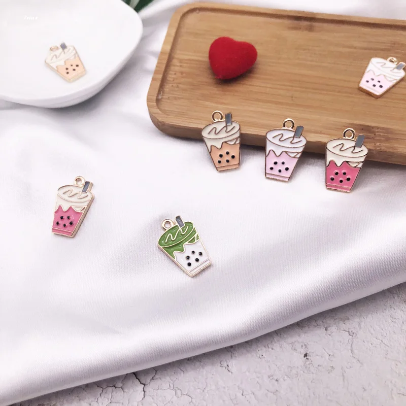 

10 pcs Drink Beverages Enamel Charms Gold Tone Milk Tea Drop Oil Pendant Earring Bracelet Jewelry DIY Accessories Making YZ176