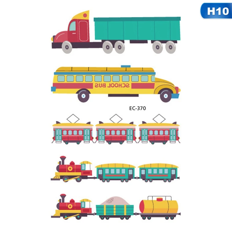 Крутая мультяшная временная татуировка с красными машинками, наклейка для мальчика, ребенок, фильм, тату, дети, боди-арт, Водная передача, поддельные татуировки, наклейки - Цвет: H10