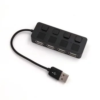 

4 Ports USB 2.0 Hub with Independent ON/OFF Switch Slim Compact USB Hub Expansion Splitter For U-disk Card Reader