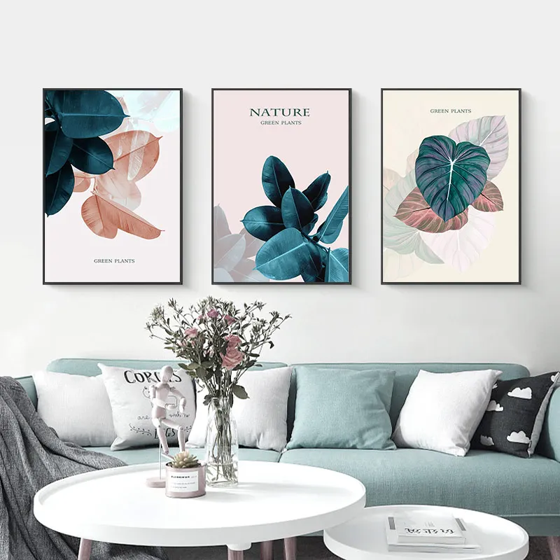 

Posters and Prints Abstract Watercolor Leaves Canvas Paintings Print Nordic Pictures for Living Room Home Decoration Plant Wall