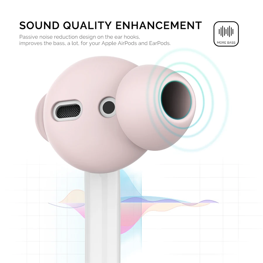 AhaStyle 3 пары силиконовых наушников вкладышей для Airpods 2 Чехол футляр хранения Apple