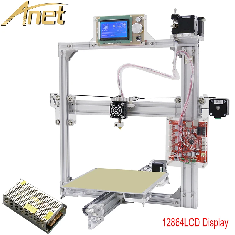 Anet A2 Silver Color auto leveling 3d metal printer 3D Printer Kit DIY Easy Assemble With Free 10m Filaments 8GB SD card LCD