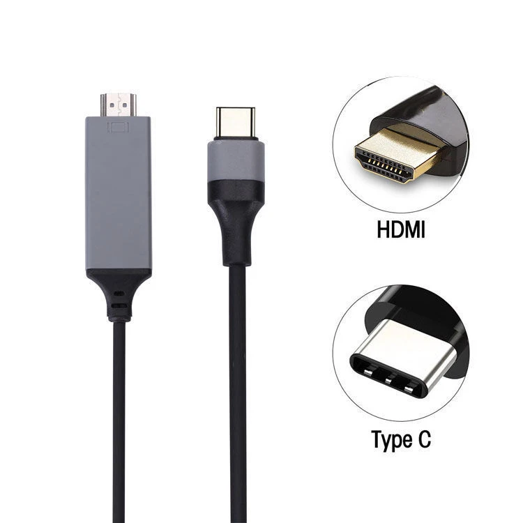 Тип C HDMI адаптер usb-кабель C USB3.1 к HDTV для телефона планшета ноутбука 4 K HD TY1 для Macbook hp DELL для samsung S8 S9 huawei - Цвет: Grey